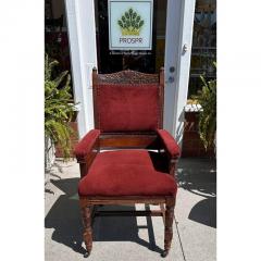 Antique Queen Victoria Regina Royal Crest Gothic Revival Arm Chair - 3283913