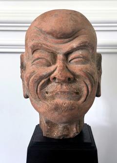 Antique Rare Finely Molded Terracotta Luohan Head China Qing Dynasty - 4284051