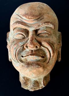 Antique Rare Finely Molded Terracotta Luohan Head China Qing Dynasty - 4285258