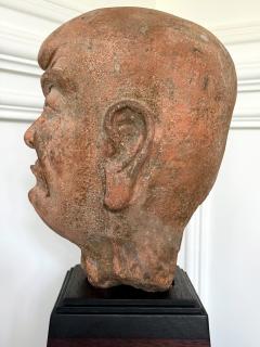 Antique Rare Finely Molded Terracotta Luohan Head China Qing Dynasty - 4285259