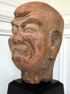 Antique Rare Finely Molded Terracotta Luohan Head China Qing Dynasty - 4285262