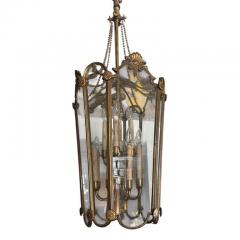 Antique Regency Bronze Glass Light Fixture Pendant Lantern Chandelier - 4190569