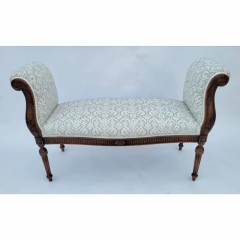 Antique Regency Carved Upholstered Fruitwood Bench - 3616479