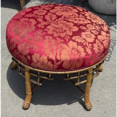 Antique Regency Faux Bamboo Giltwood Footstool Ottoman - 4206407