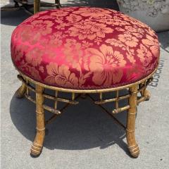 Antique Regency Faux Bamboo Giltwood Footstool Ottoman - 4206409