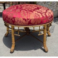 Antique Regency Faux Bamboo Giltwood Footstool Ottoman - 4206410