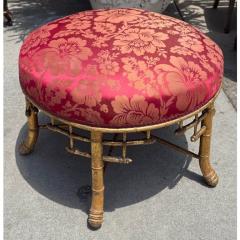 Antique Regency Faux Bamboo Giltwood Footstool Ottoman - 4206411