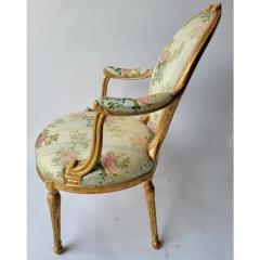 Antique Regency Giltwood Fauteuil Arm Chair W French Silk Lampas - 3523179