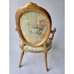 Antique Regency Giltwood Fauteuil Arm Chair W French Silk Lampas - 3523190