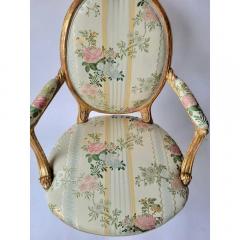 Antique Regency Giltwood Fauteuil Arm Chair W French Silk Lampas - 3523202