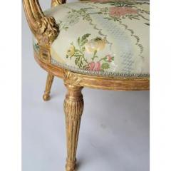 Antique Regency Giltwood Fauteuil Arm Chair W French Silk Lampas - 3523261