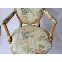 Antique Regency Giltwood Fauteuil Arm Chair W French Silk Lampas - 3523336