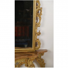 Antique Regency Giltwood Mirror Marble Top Console Table - 3616466