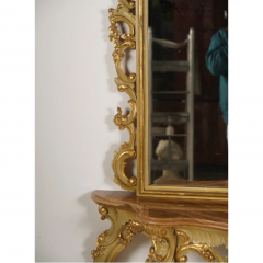 Antique Regency Giltwood Mirror Marble Top Console Table - 3616475