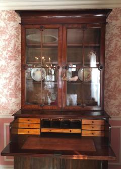 Antique Regency Mahogany Secretary Desk Display Cabinet - 2236068