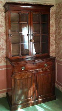 Antique Regency Mahogany Secretary Desk Display Cabinet - 2236073