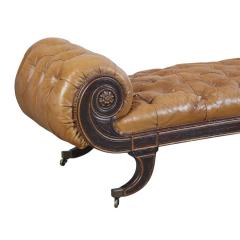 Antique Regency Period Tufted Leather Chaise Lounge c 1810 - 4375748