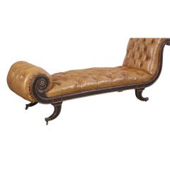 Antique Regency Period Tufted Leather Chaise Lounge c 1810 - 4375749