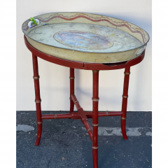 Antique Regency Scenic Tole Tray Table - 2708192