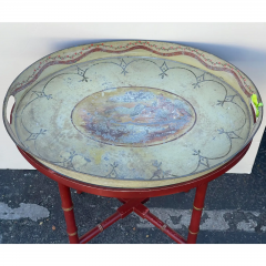 Antique Regency Scenic Tole Tray Table - 2708212