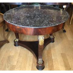 Antique Regency Style Bronze Mounted Empire Round Marble Top Side Table - 1682968