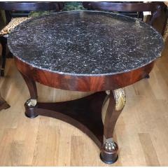Antique Regency Style Bronze Mounted Empire Round Marble Top Side Table - 1682969