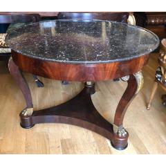Antique Regency Style Bronze Mounted Empire Round Marble Top Side Table - 1682970