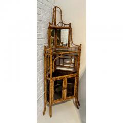 Antique Regency Style Chinoiserie Decorated Bamboo Corner Cabinet Cupboard - 3146372