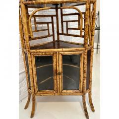 Antique Regency Style Chinoiserie Decorated Bamboo Corner Cabinet Cupboard - 3146373