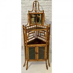 Antique Regency Style Chinoiserie Decorated Bamboo Corner Cabinet Cupboard - 3146374