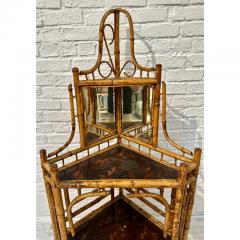 Antique Regency Style Chinoiserie Decorated Bamboo Corner Cabinet Cupboard - 3146376