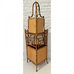Antique Regency Style Chinoiserie Decorated Bamboo Corner Cabinet Cupboard - 3146399