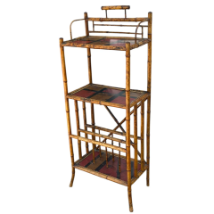 Antique Regency Style Chinoiserie Decorated Bamboo Etagere - 4135515