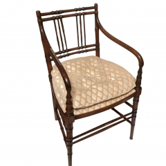 Antique Regency Style Faux Bamboo Arm Chair - 4117792