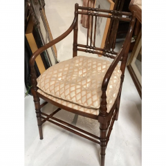 Antique Regency Style Faux Bamboo Arm Chair - 4117802