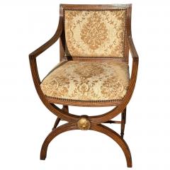Antique Regency Style Giltwood Walnut X Chair - 4586332