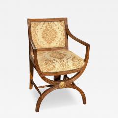 Antique Regency Style Giltwood Walnut X Chair - 4589505