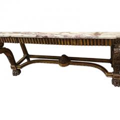 Antique Regency Walnut Giltwood Marble Top Console Table W Paw Foot - 4206412