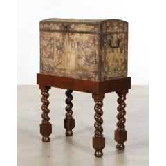 Antique Renaissance Aubusson Oak and Walnut Trunk Form Secretary Desk on Stand - 1756137