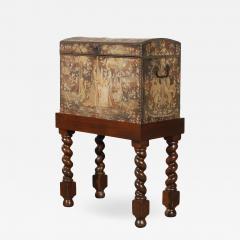 Antique Renaissance Aubusson Oak and Walnut Trunk Form Secretary Desk on Stand - 1757086