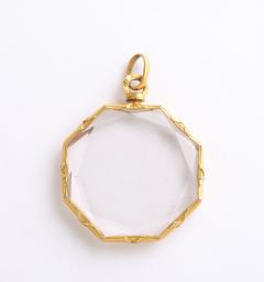 Antique Rock Crystal Gold Octagonal Pendant Locket - 4014825