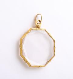 Antique Rock Crystal Gold Octagonal Pendant Locket - 4014826