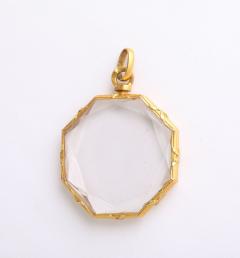 Antique Rock Crystal Gold Octagonal Pendant Locket - 4014828