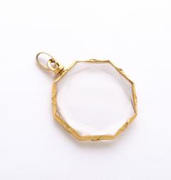 Antique Rock Crystal Gold Octagonal Pendant Locket - 4014831