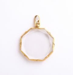 Antique Rock Crystal Gold Octagonal Pendant Locket - 4014834