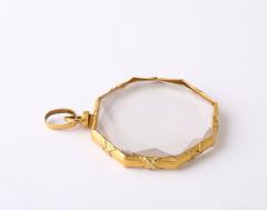 Antique Rock Crystal Gold Octagonal Pendant Locket - 4014836