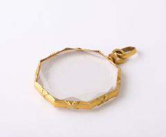 Antique Rock Crystal Gold Octagonal Pendant Locket - 4014841