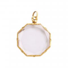 Antique Rock Crystal Gold Octagonal Pendant Locket - 4016922