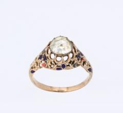 Antique Rose Diamond and Enamel Gold Ring - 2966168
