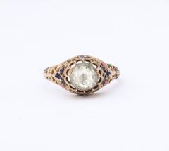 Antique Rose Diamond and Enamel Gold Ring - 2966172